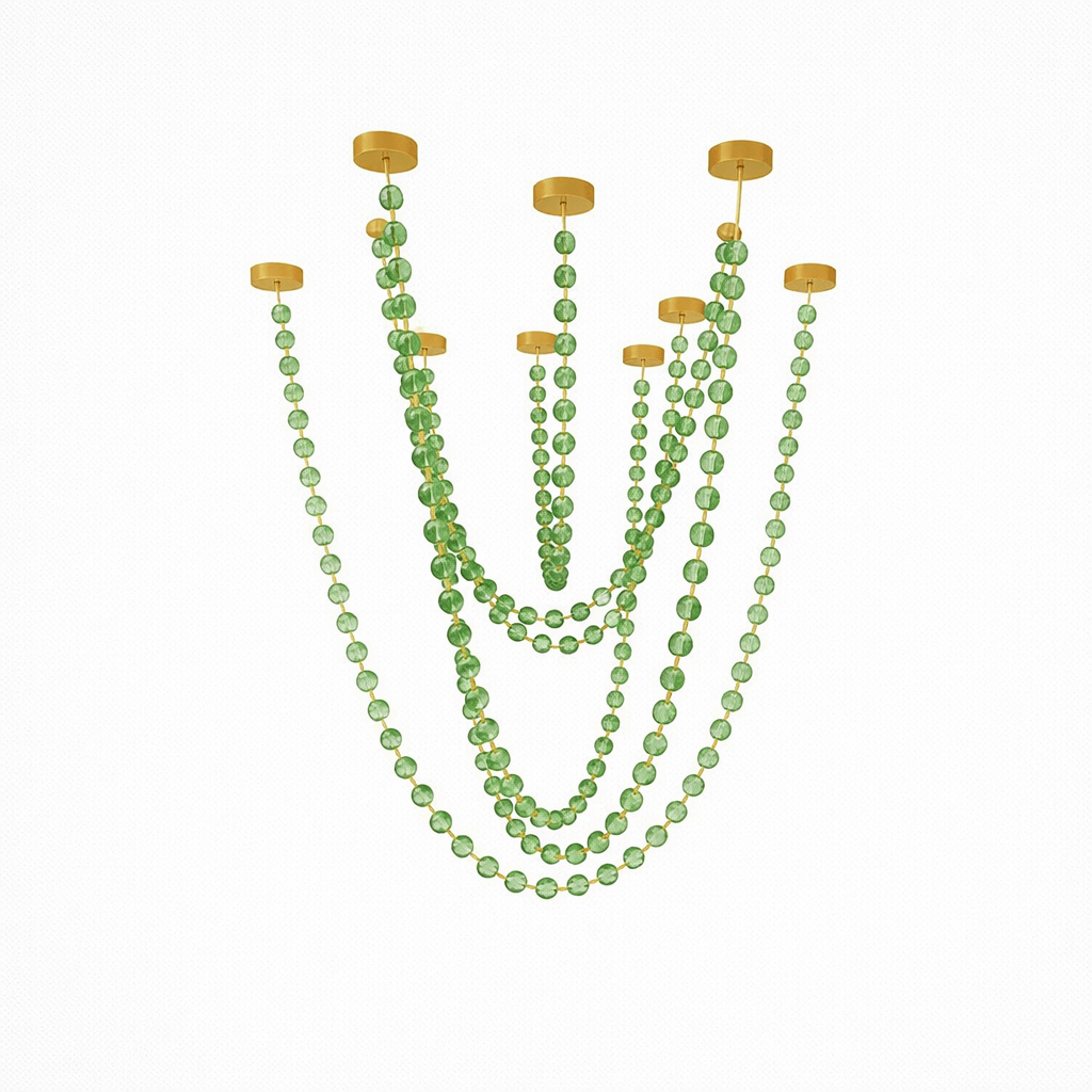 Strand Necklace Chandelier — Modern Gold & Acrylic LED Pendant Light
