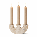 Rowan Sculptural Travertine Candle Holder in Natural Yellow Stone