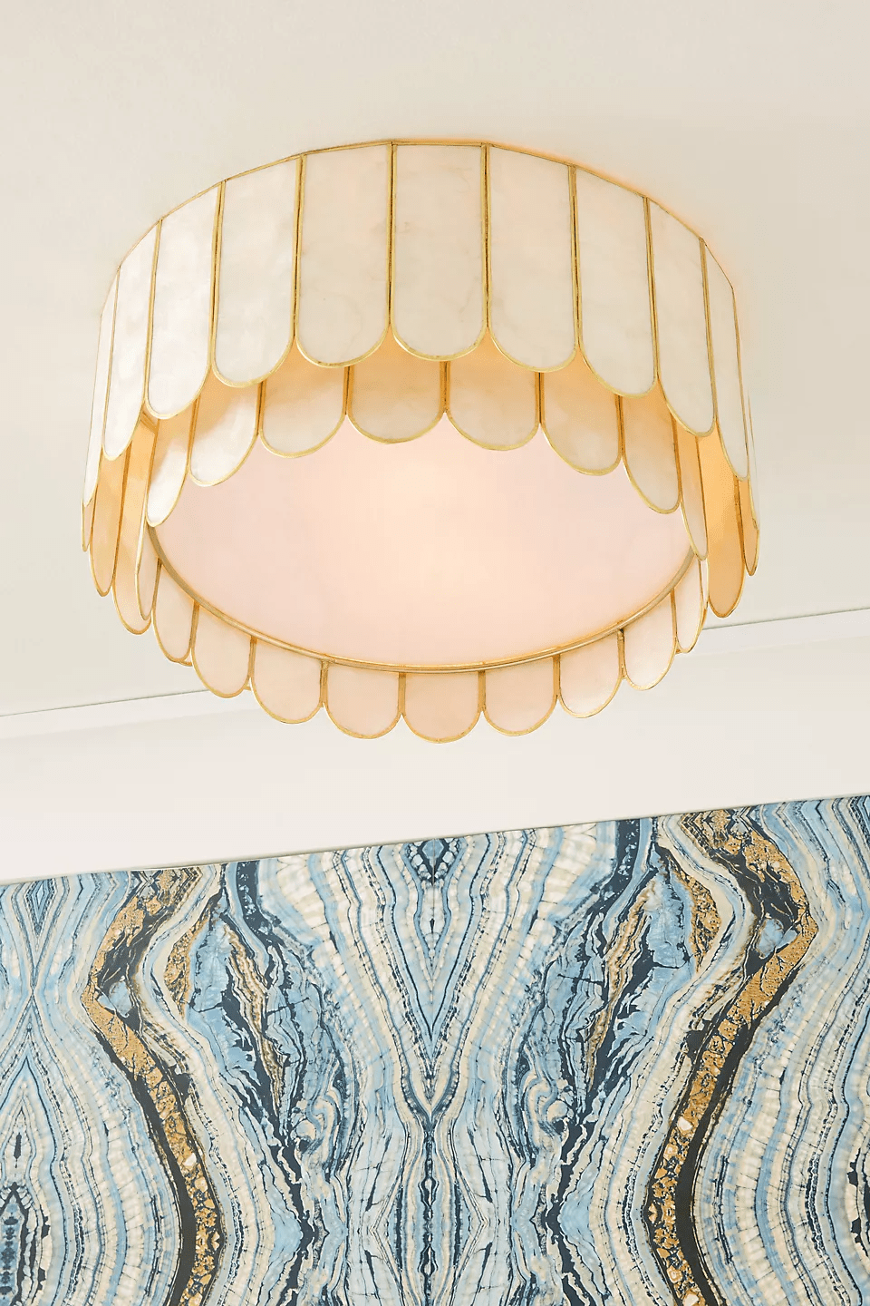Aurelia Capiz Shell Ceiling Light in Brushed Gold