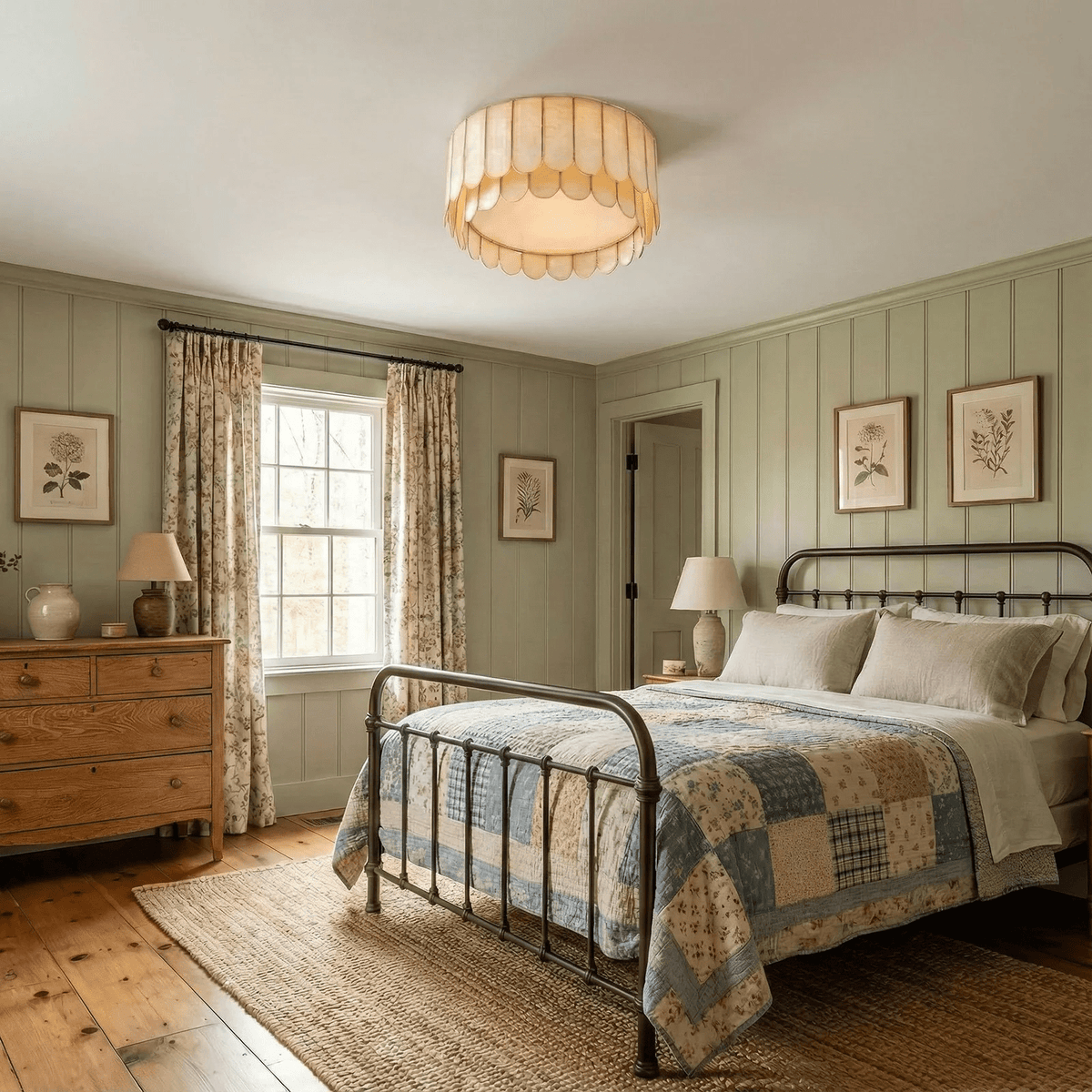 Aurelia Capiz Shell Ceiling Light in Brushed Gold