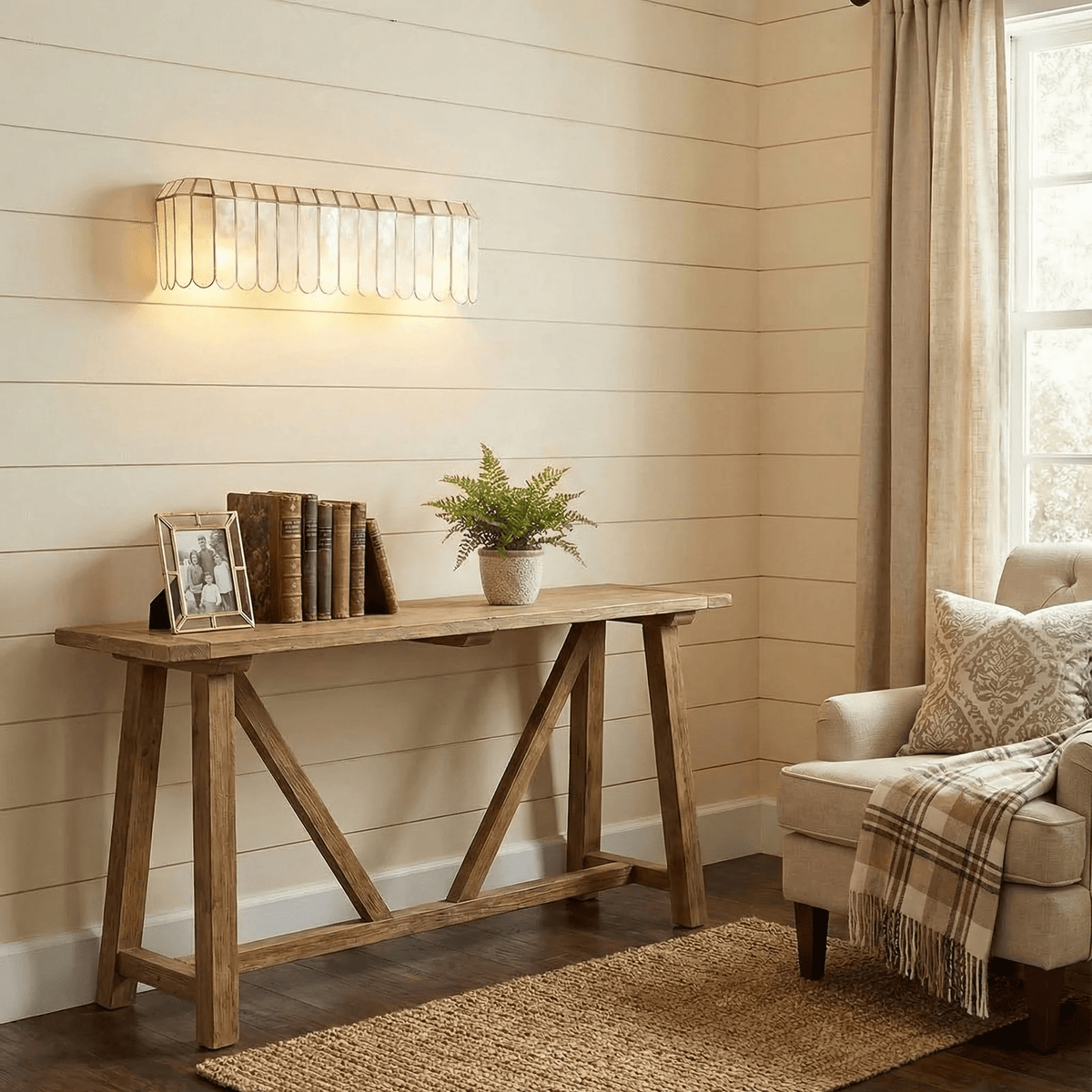 Aurelia Capiz Shell Wall Sconce with Brass Frame