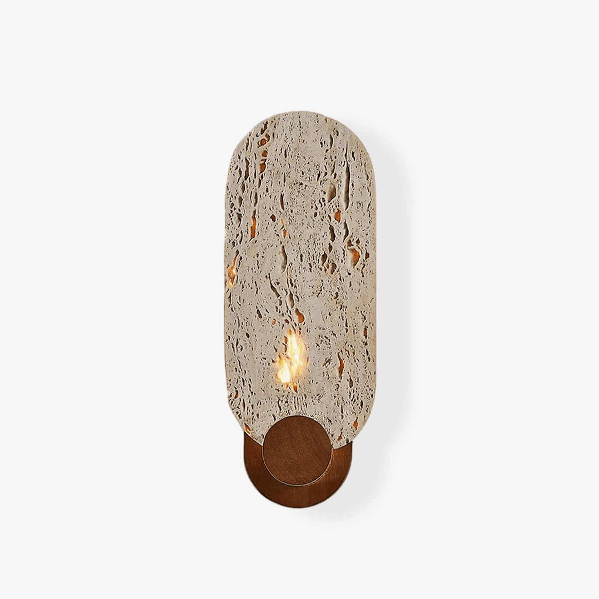 Vesper Travertine Wall Sconce with Walnut Accent