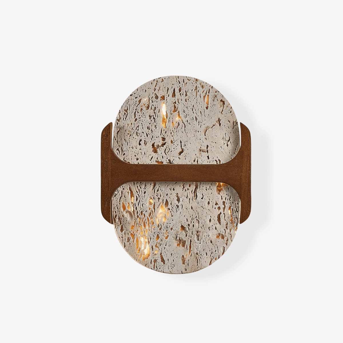 Liora Travertine Wall Sconce with Walnut Accent – Modern Organic LED Wall Light