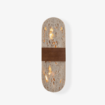 Solis Travertine Wall Sconce with Walnut Accent – Modern LED Wall Light