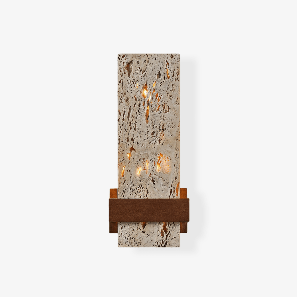Terra Travertine Wall Sconce with Walnut Accent