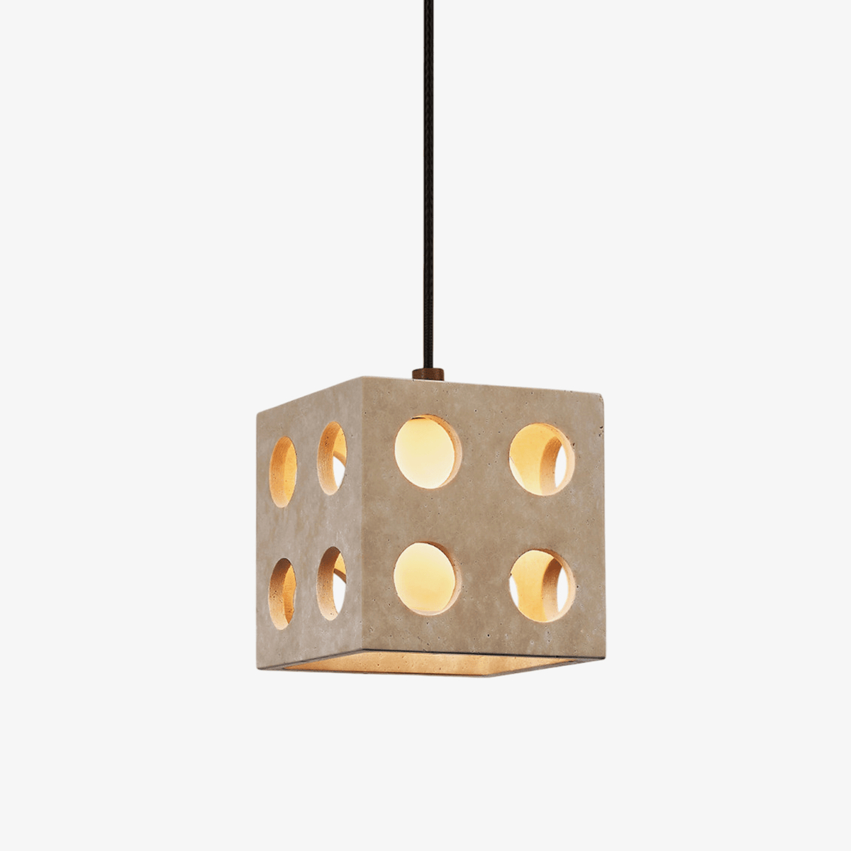 Dice Travertine Pendant Light – Modern Sculptural Cube Pendant for Dining & Living Spaces