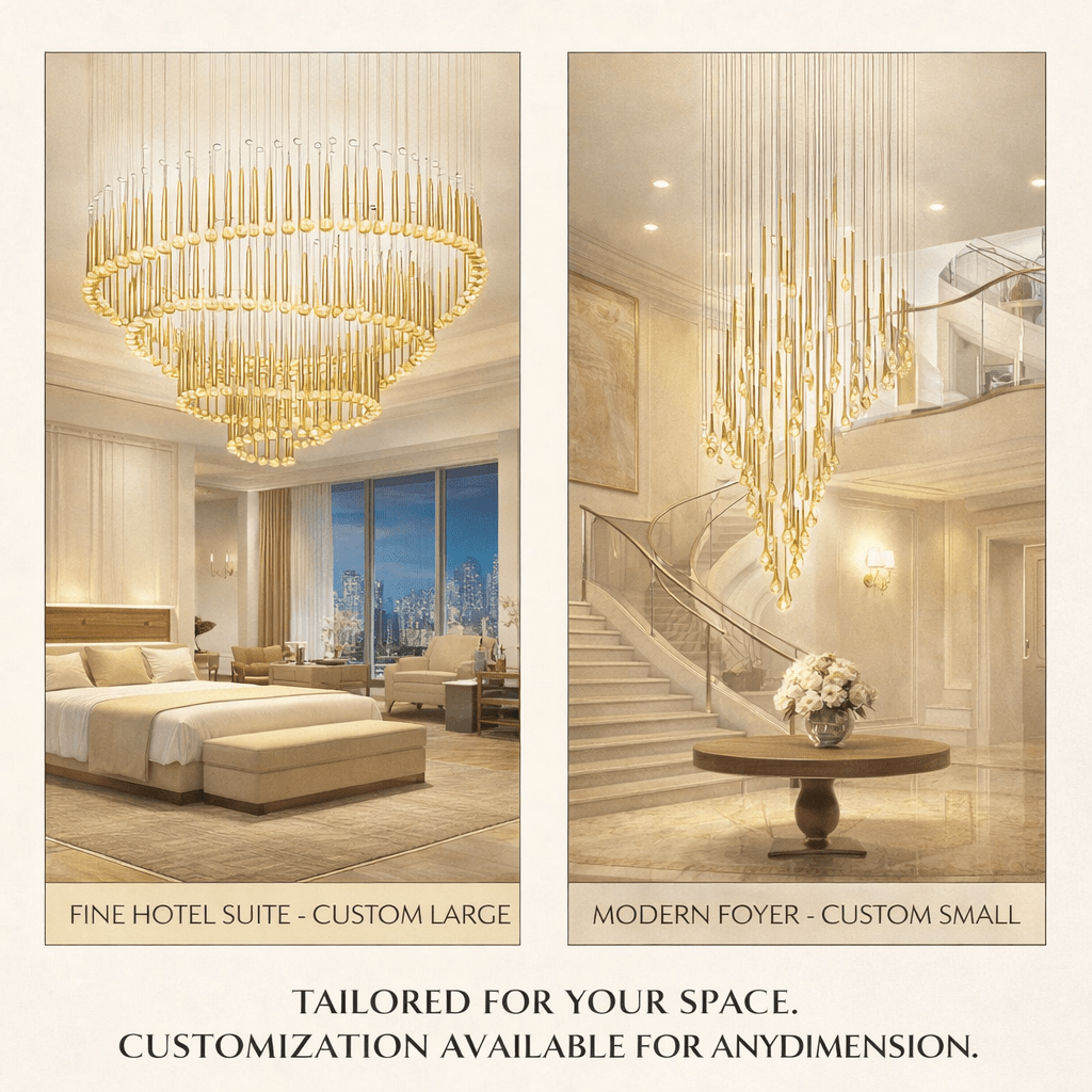 Eyelet Linear LED Chandelier in Chrome, Gold, or Rose Gold