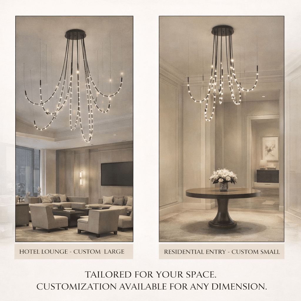 Multidot Modern LED Chandelier with Acrylic Spheres and Metal Rings