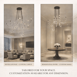 Multidot Modern LED Chandelier with Acrylic Spheres and Metal Rings