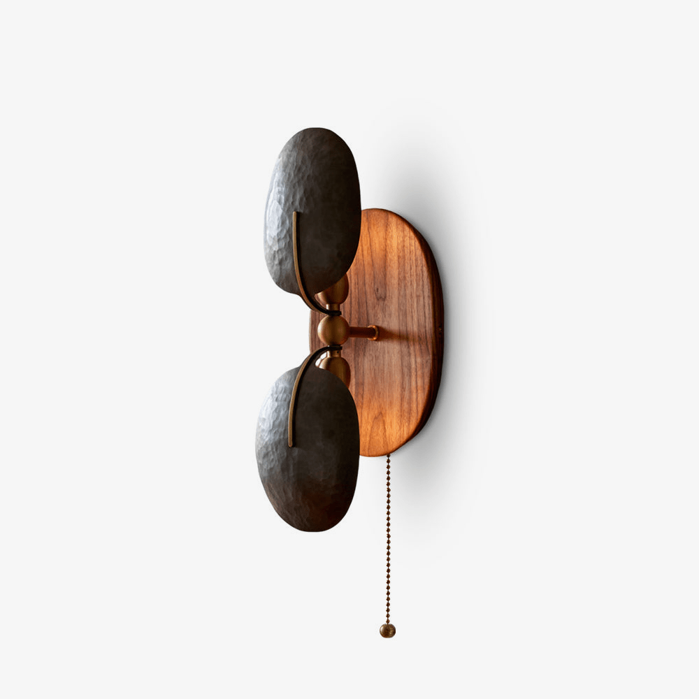 Aero Fan Wall Sconce – Hand-Forged Metal & Walnut Wall Light