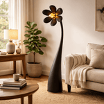 Fleur Sculptural Floor Lamp in Black or Gold – Modern Art Deco Lighting