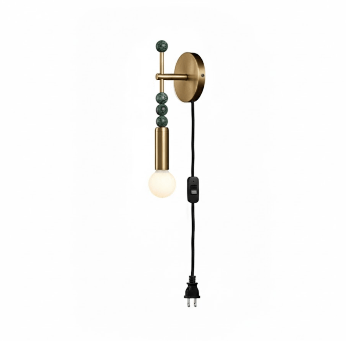Toam Plug-In Wall Sconce with Marble and Brass Accents