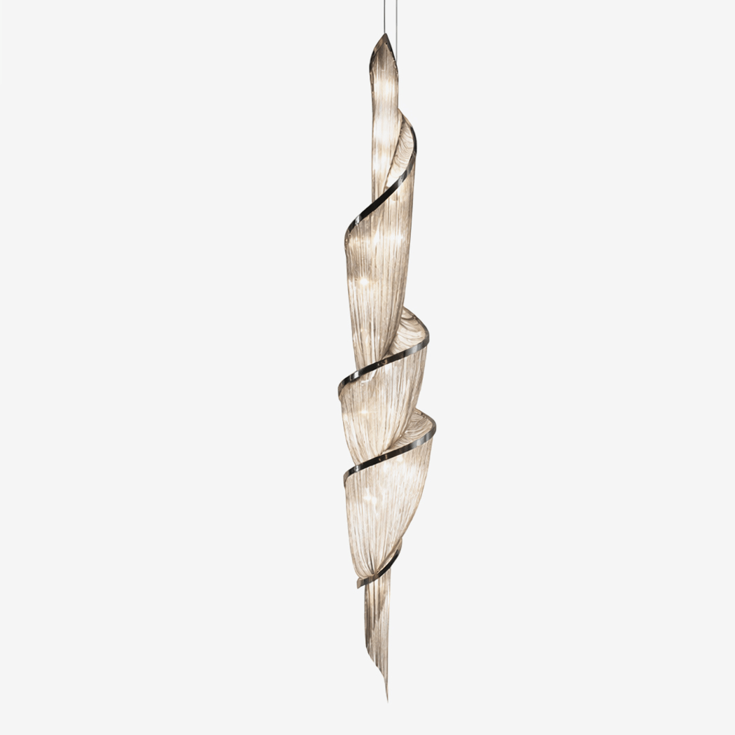 Twilight Spiral Chain Chandelier – Chrome Modern Pendant Light