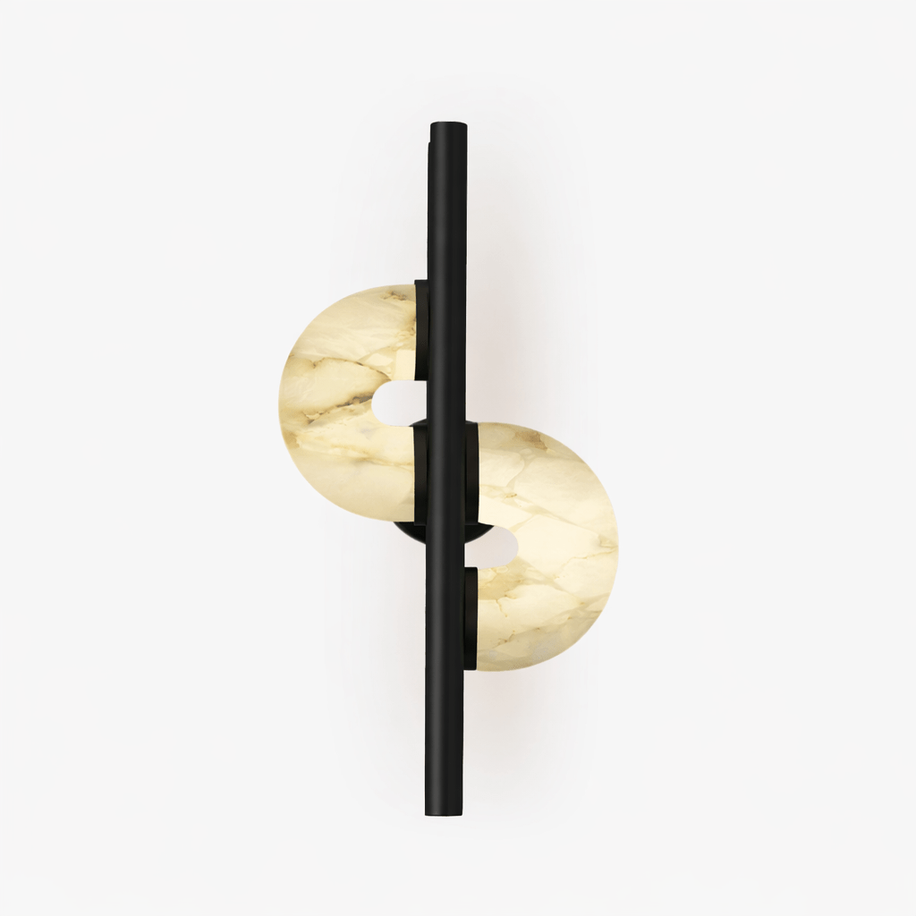 Aurelia Alabaster Wall Sconce in Brushed Gold, Dual Disc LED Light