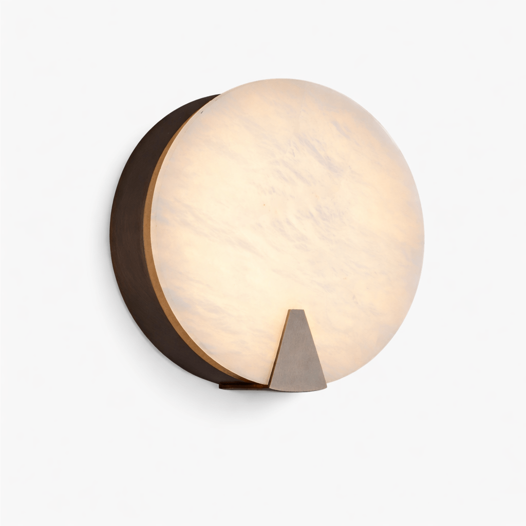 Solaris Halo Alabaster Wall Sconce with Brass Accents