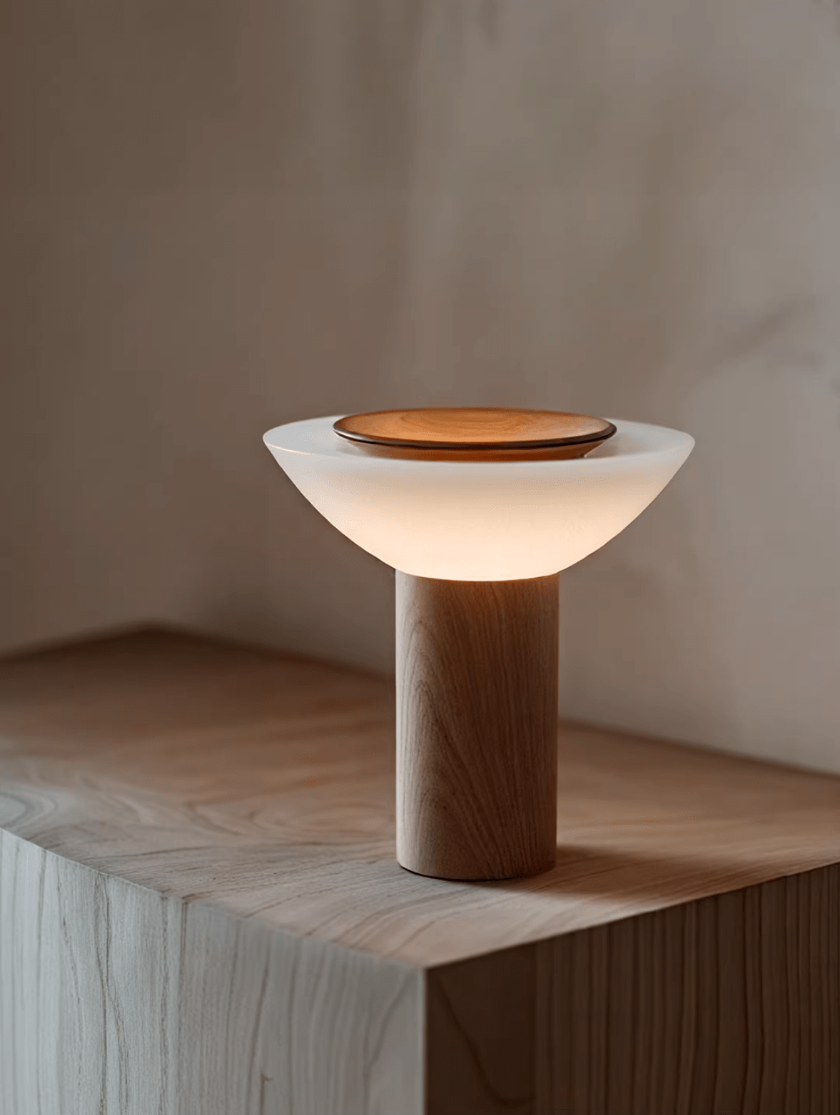 Solace Wood Table Lamp – Modern Minimalist LED Desk Light for Bedroom & Living Room