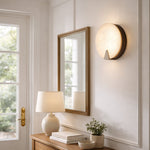 Solaris Halo Alabaster Wall Sconce with Brass Accents