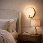 Solaris Halo Alabaster Wall Sconce with Brass Accents