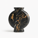 Vetra Noir Marble Vase – Sculptural Black Marble Decor with Gold Veining