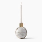 Axis Sphere Marble Candle Holder – Sculptural Tabletop Accent in Natural Stone