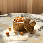 Strata Sphere Natural Marble Storage Box with Sculptural Lid