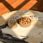 Strata Sphere Natural Marble Storage Box with Sculptural Lid