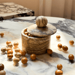 Strata Sphere Natural Marble Storage Box with Sculptural Lid