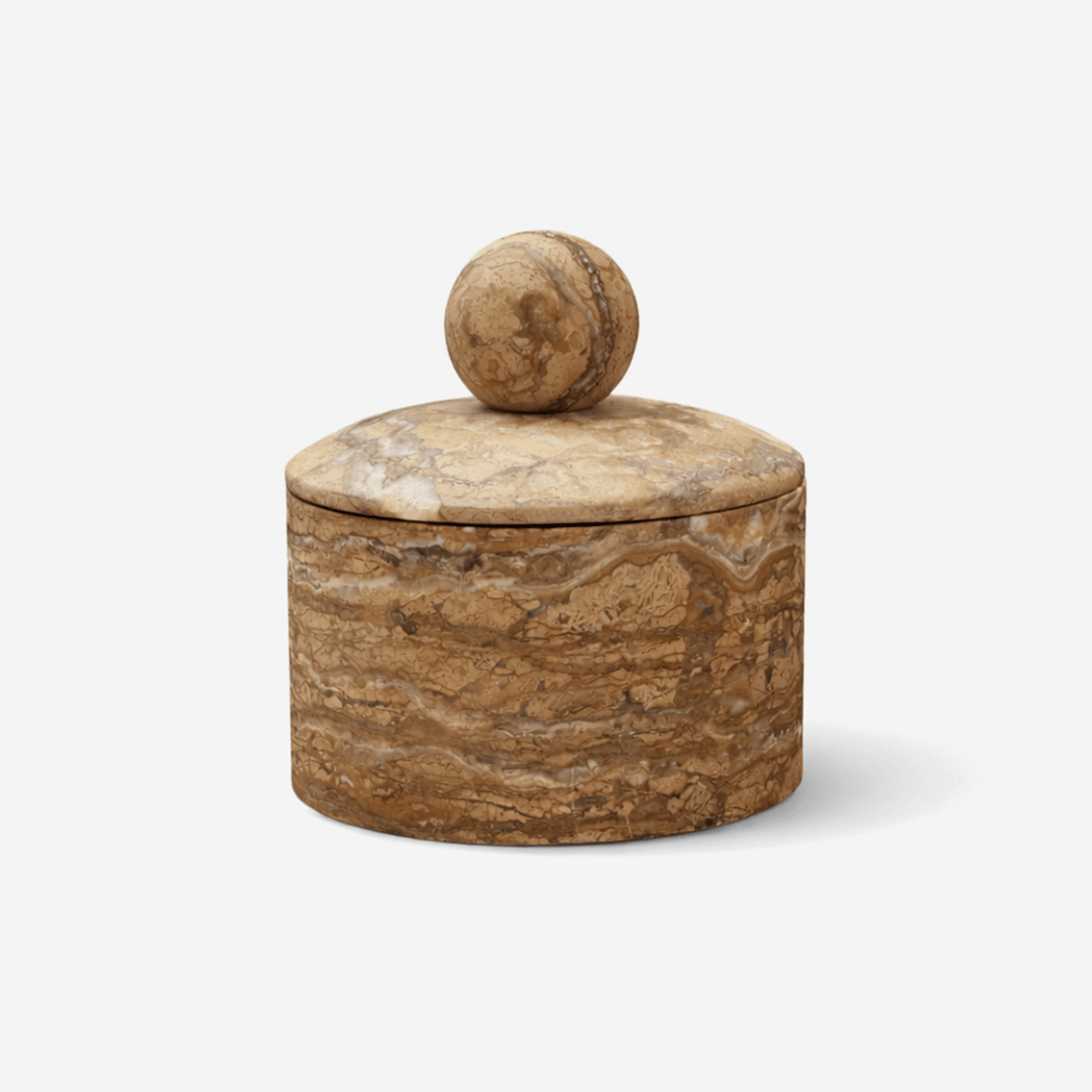Strata Sphere Natural Marble Storage Box with Sculptural Lid