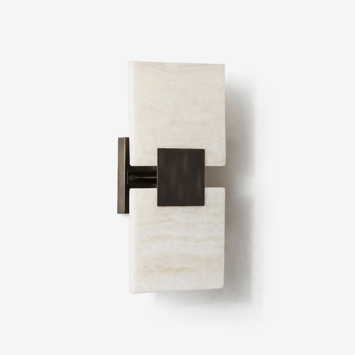 Strata Shift Alabaster Wall Sconce in Black Metal