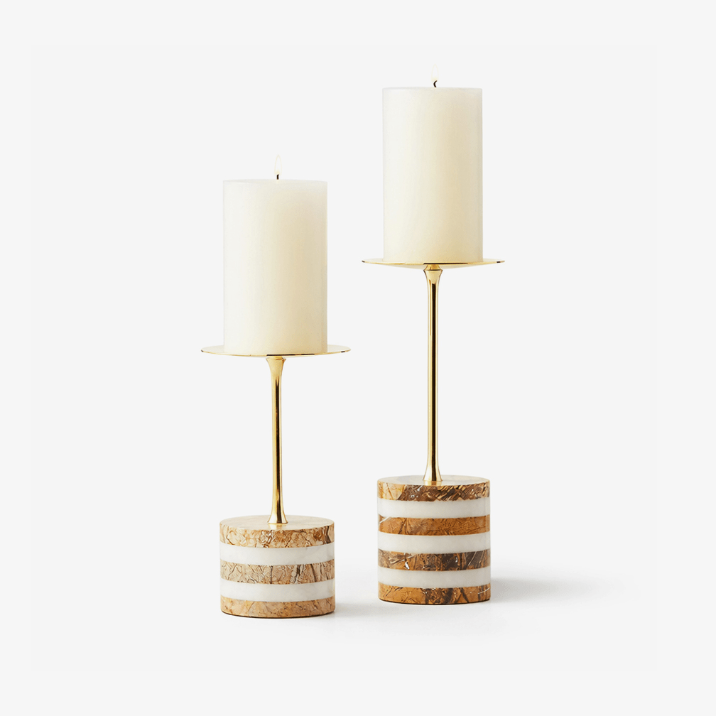 Strata Rise Sculptural Marble Candle Holder for Ambient Interiors