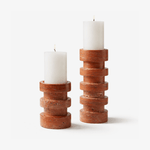 Terrace Stone Candle Holder Set in Natural Travertine