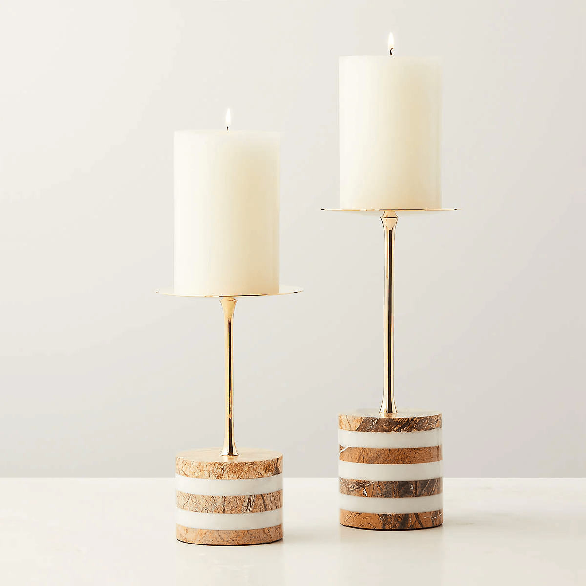 Strata Rise Sculptural Marble Candle Holder for Ambient Interiors