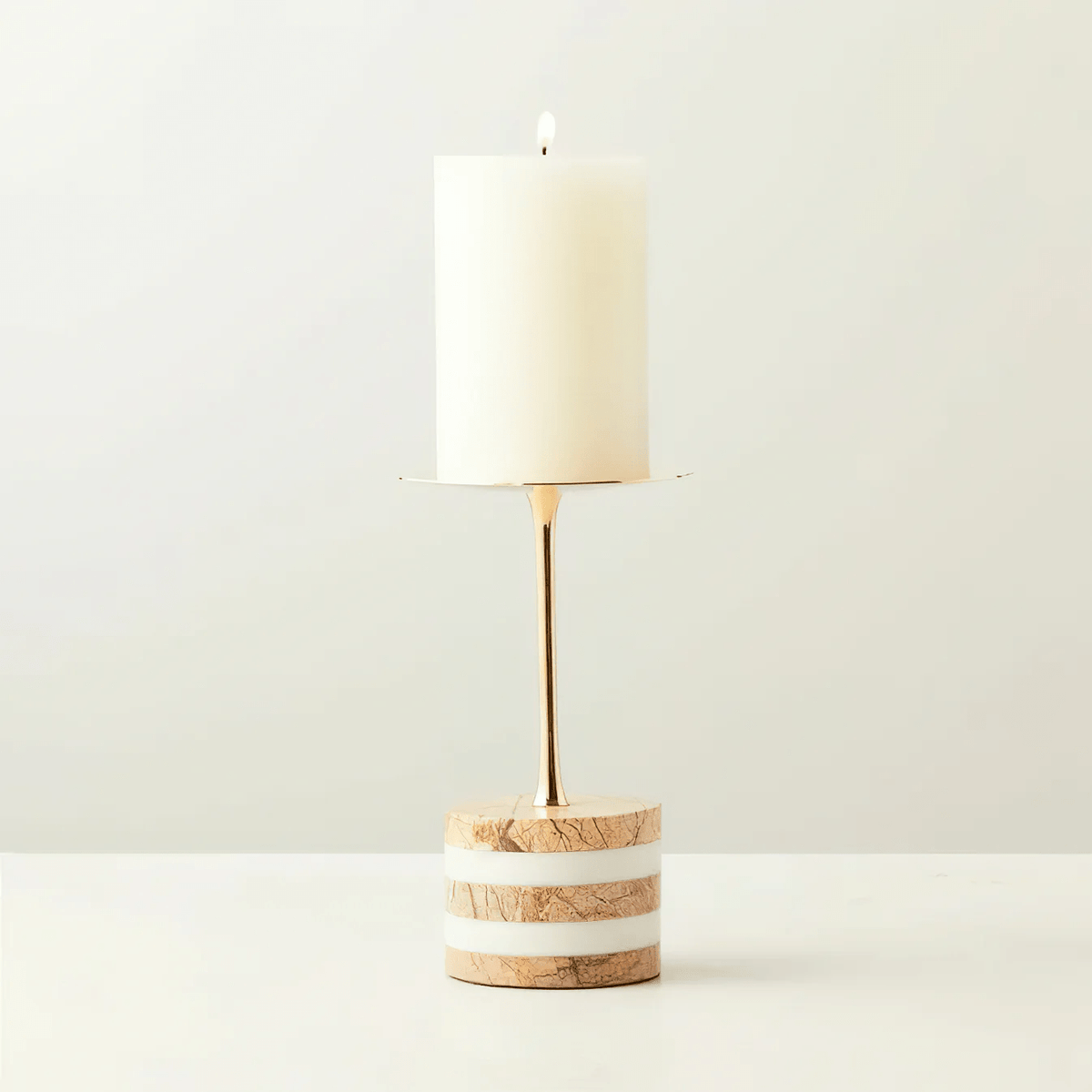 Strata Rise Sculptural Marble Candle Holder for Ambient Interiors