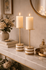 Strata Rise Sculptural Marble Candle Holder for Ambient Interiors