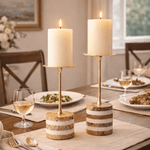 Strata Rise Sculptural Marble Candle Holder for Ambient Interiors