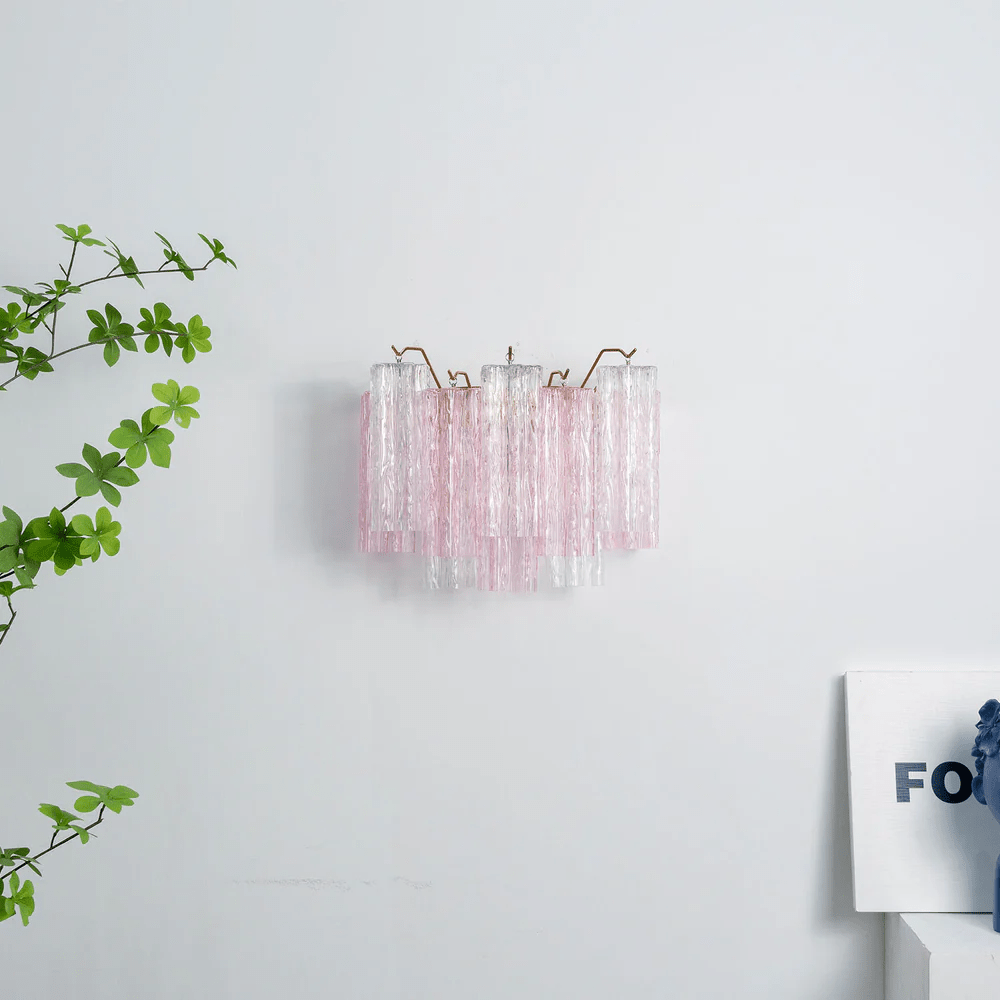 Eloria Glass Wall Sconce — Tiered Fluted Glass, Gold Frame
