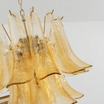 Amber Cascade Glass Chandelier with Brass Frame