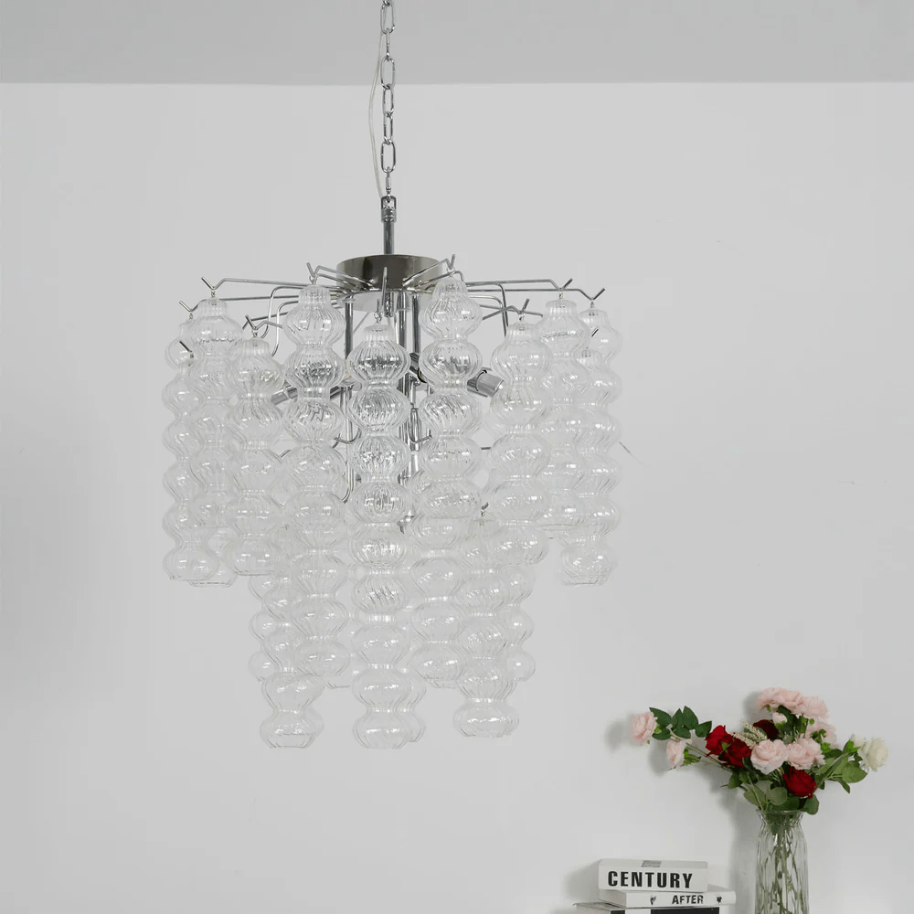 Ripple Column Chandelier – Modern Hand-Blown Glass Pendant Light