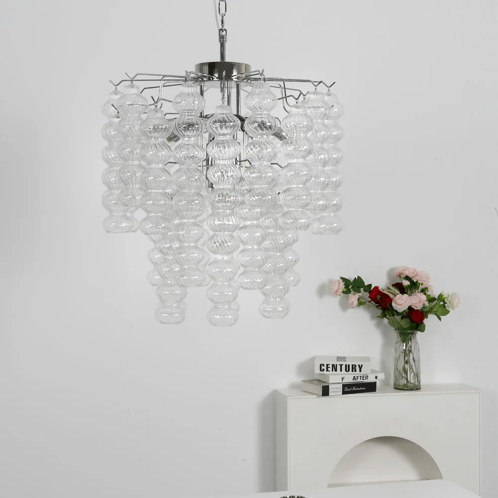 Ripple Column Chandelier – Modern Hand-Blown Glass Pendant Light