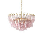 Facet Bloom Glass Chandelier in Gold and Pink for Dining Room