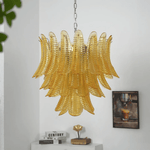 Aurelium Cascade Glass Chandelier – Modern Amber Glass Pendant Light