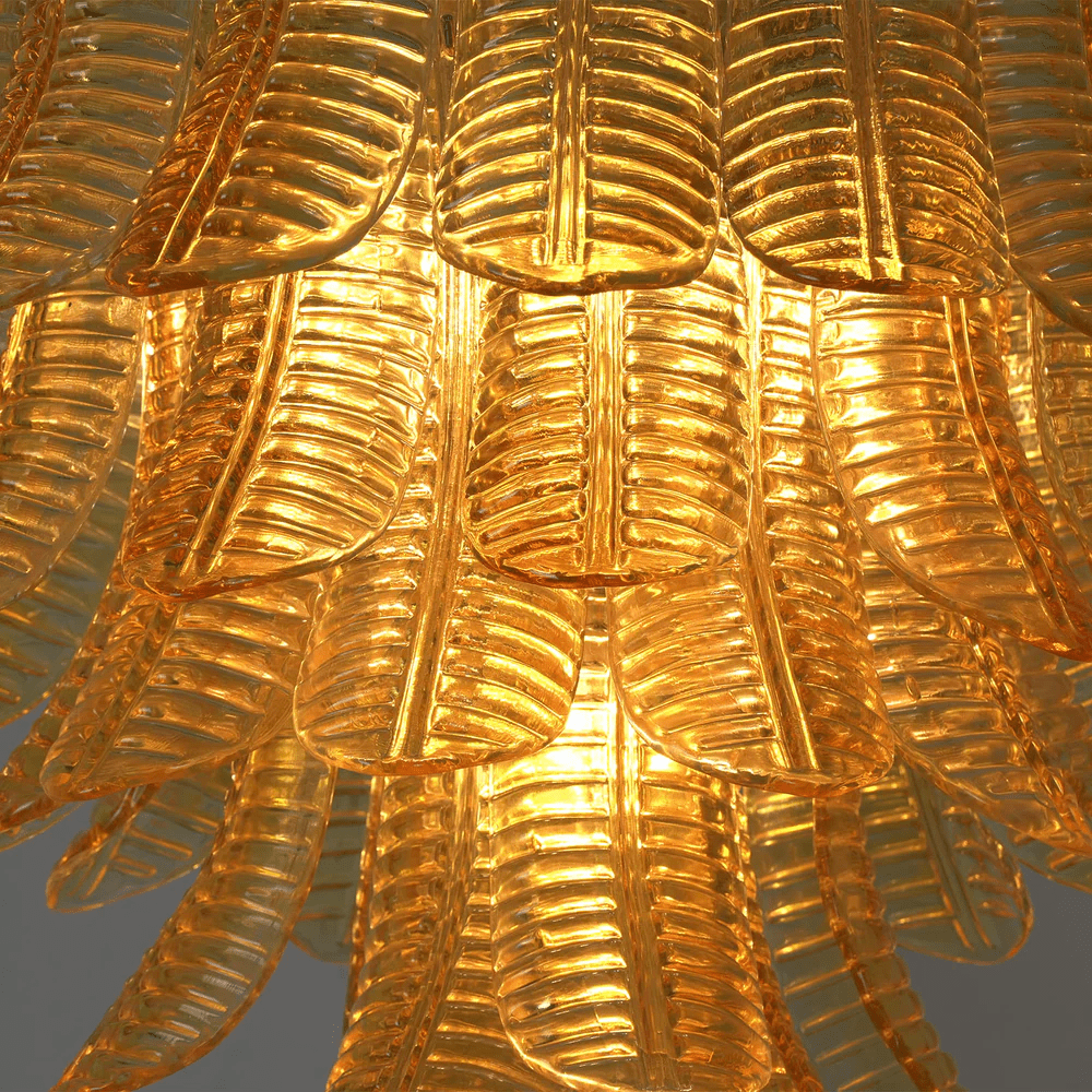 Aurelium Cascade Glass Chandelier – Modern Amber Glass Pendant Light