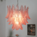 Petaline Prism Chandelier – Pink Glass Designer Hanging Light