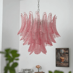 Petaline Prism Chandelier – Pink Glass Designer Hanging Light