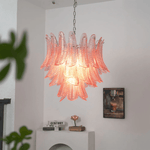 Petaline Prism Chandelier – Pink Glass Designer Hanging Light