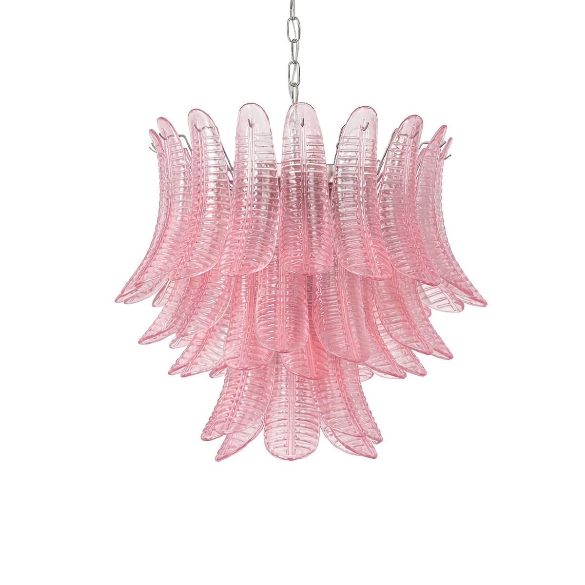 Petaline Prism Chandelier – Pink Glass Designer Hanging Light