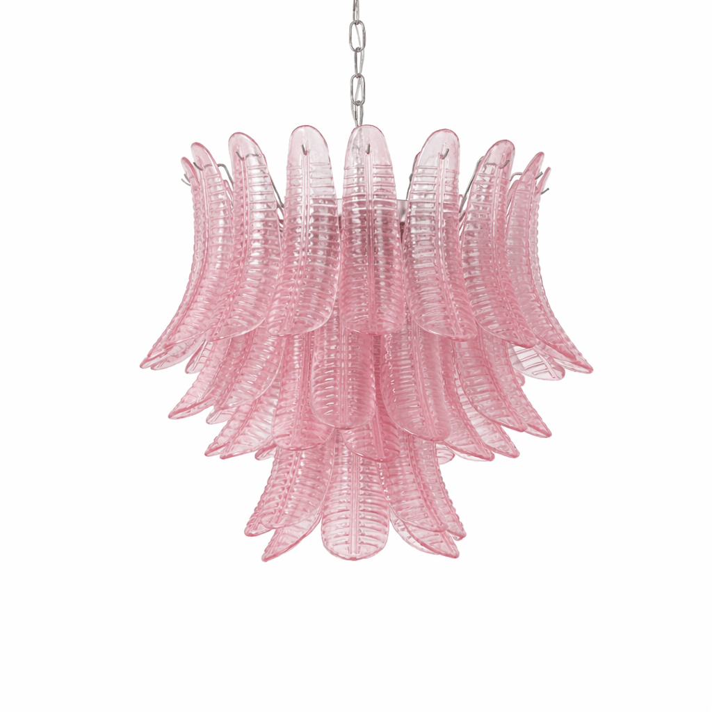 Petaline Prism Chandelier – Pink Glass Designer Hanging Light