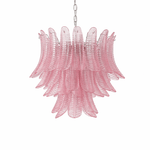 Petaline Prism Chandelier – Pink Glass Designer Hanging Light