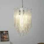Silvae Veil Glass Chandelier – Modern Leaf Pendant for Dining & Living Rooms