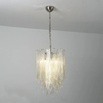Silvae Veil Glass Chandelier – Modern Leaf Pendant for Dining & Living Rooms
